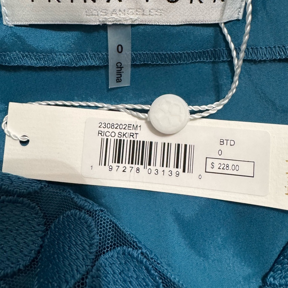 NWT Trina Turk Rico Teal Blue Dot Mini Skirt - Picture 9 of 9